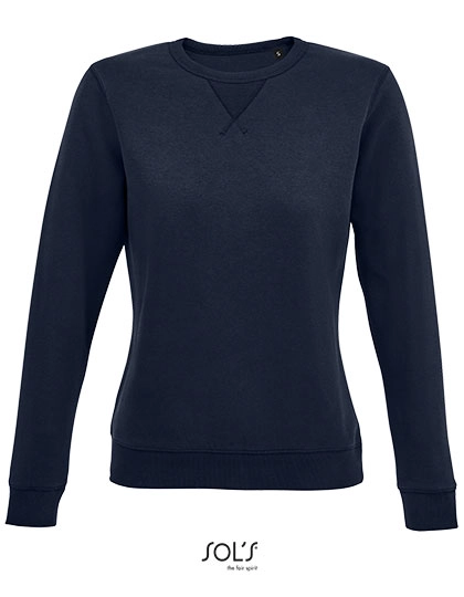 Women´s Round Neck Sweatshirt Sully zum Besticken und Bedrucken in der Farbe French Navy mit Ihren Logo, Schriftzug oder Motiv.