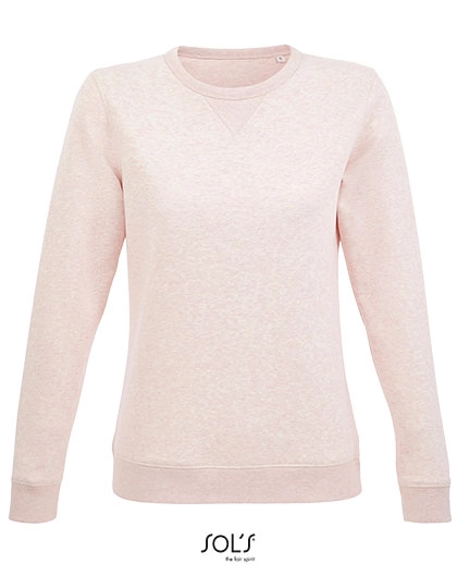 Women´s Round Neck Sweatshirt Sully zum Besticken und Bedrucken in der Farbe Heather Pink mit Ihren Logo, Schriftzug oder Motiv.