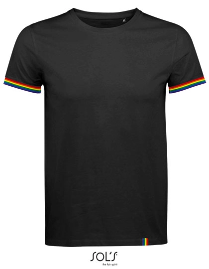 Men´s Short Sleeve T-Shirt Rainbow zum Besticken und Bedrucken in der Farbe Deep Black-Multicolore mit Ihren Logo, Schriftzug oder Motiv.