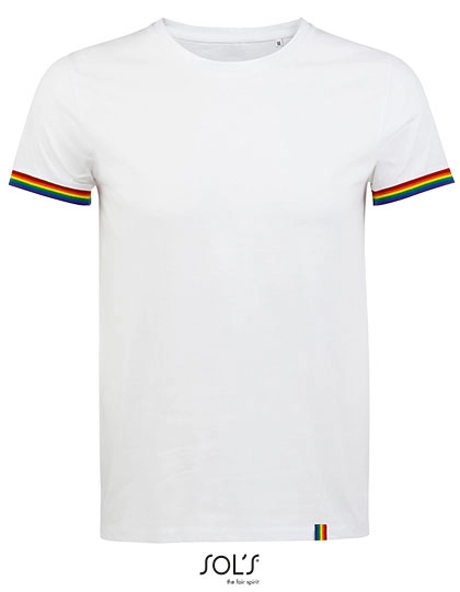 Men´s Short Sleeve T-Shirt Rainbow zum Besticken und Bedrucken in der Farbe White-Multicolore mit Ihren Logo, Schriftzug oder Motiv.
