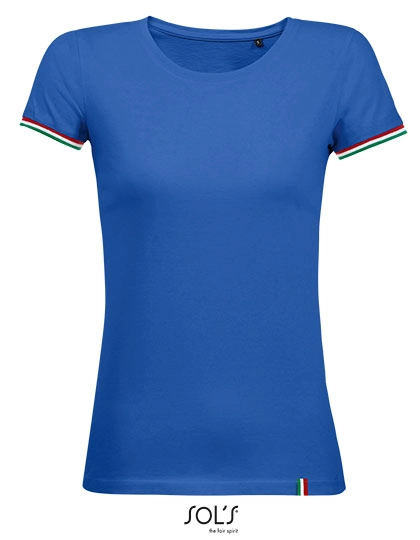 Women´s Short Sleeve T-Shirt Rainbow zum Besticken und Bedrucken in der Farbe Royal Blue-Kelly Green (Striped) mit Ihren Logo, Schriftzug oder Motiv.