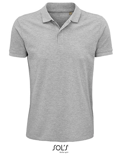 Men´s Planet Polo Shirt zum Besticken und Bedrucken in der Farbe Grey Melange mit Ihren Logo, Schriftzug oder Motiv.