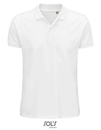 Men´s Planet Polo Shirt zum Besticken und Bedrucken in der Farbe White mit Ihren Logo, Schriftzug oder Motiv.