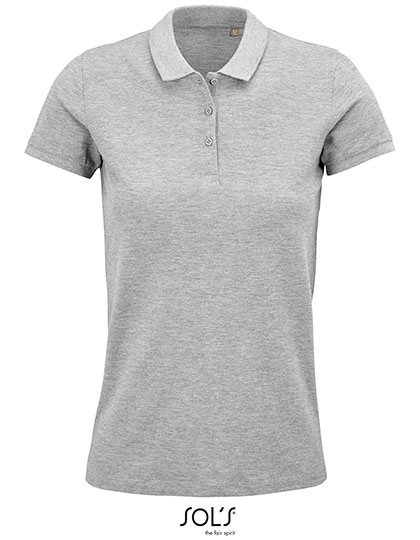 Women´s Planet Polo Shirt zum Besticken und Bedrucken in der Farbe Grey Melange mit Ihren Logo, Schriftzug oder Motiv.