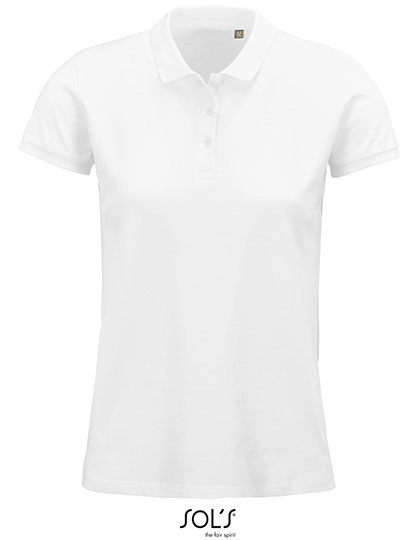 Women´s Planet Polo Shirt zum Besticken und Bedrucken in der Farbe White mit Ihren Logo, Schriftzug oder Motiv.