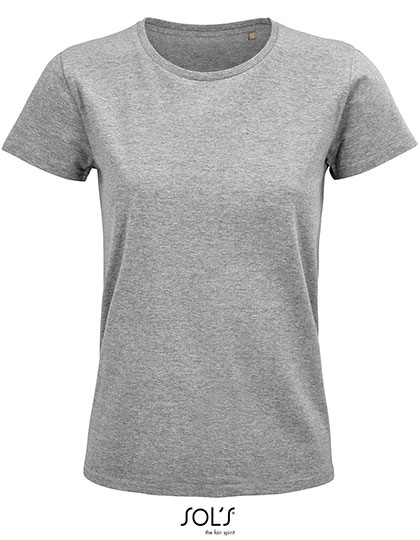Women´s Pioneer T-Shirt zum Besticken und Bedrucken in der Farbe Grey Melange mit Ihren Logo, Schriftzug oder Motiv.