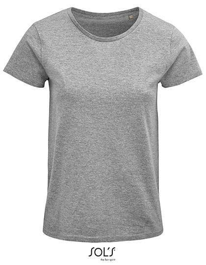 Women´s Crusader T-Shirt zum Besticken und Bedrucken in der Farbe Grey Melange mit Ihren Logo, Schriftzug oder Motiv.