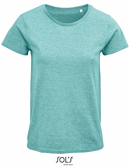 Women´s Crusader T-Shirt zum Besticken und Bedrucken in der Farbe Heather Light Green mit Ihren Logo, Schriftzug oder Motiv.