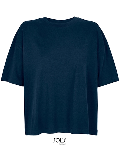 Women´s Boxy Oversized T-Shirt zum Besticken und Bedrucken in der Farbe French Navy mit Ihren Logo, Schriftzug oder Motiv.