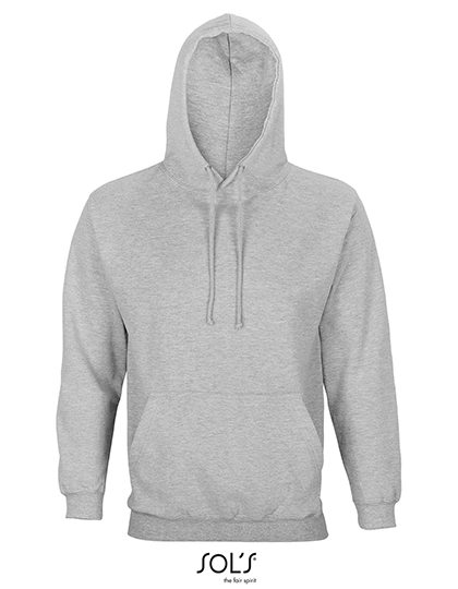 Unisex Condor Hooded Sweatshirt zum Besticken und Bedrucken in der Farbe Grey Melange mit Ihren Logo, Schriftzug oder Motiv.