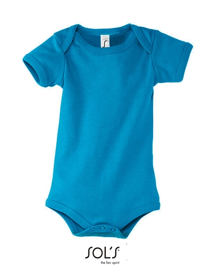 Babies Bodysuit Bambino zum Besticken und Bedrucken in der Farbe Aqua mit Ihren Logo, Schriftzug oder Motiv.