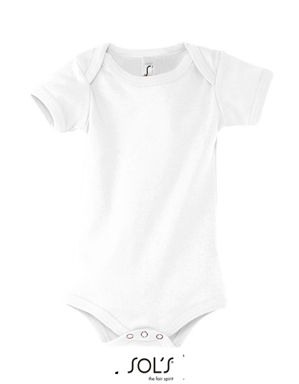 Babies Bodysuit Bambino zum Besticken und Bedrucken in der Farbe White mit Ihren Logo, Schriftzug oder Motiv.