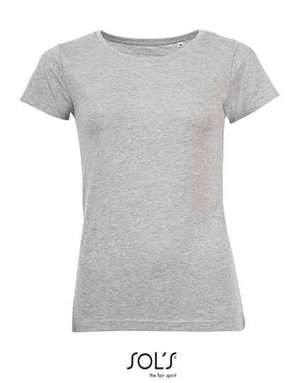 Women´s T-Shirt Mixed zum Besticken und Bedrucken in der Farbe Grey Melange mit Ihren Logo, Schriftzug oder Motiv.