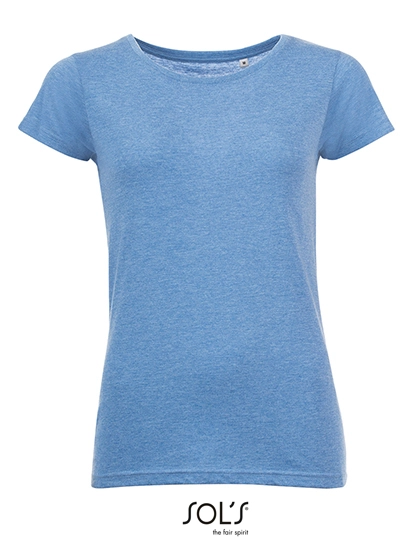 Women´s T-Shirt Mixed zum Besticken und Bedrucken in der Farbe Heather Blue mit Ihren Logo, Schriftzug oder Motiv.