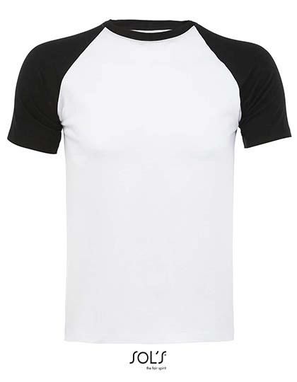 Raglan T-Shirt Funky 150 zum Besticken und Bedrucken in der Farbe White-Black mit Ihren Logo, Schriftzug oder Motiv.