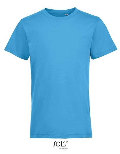 Kids´ Round Collar T-Shirt Regent Fit zum Besticken und Bedrucken in der Farbe Aqua mit Ihren Logo, Schriftzug oder Motiv.