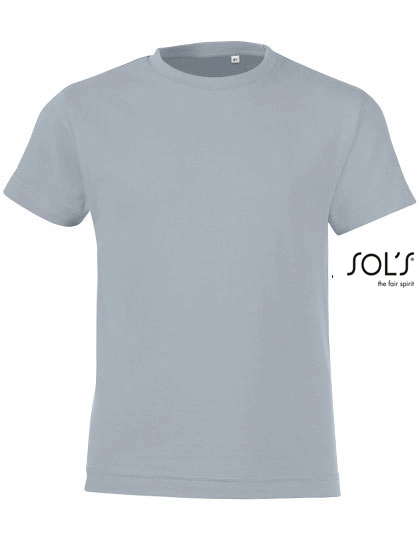 Kids´ Round Collar T-Shirt Regent Fit zum Besticken und Bedrucken in der Farbe Pure Grey mit Ihren Logo, Schriftzug oder Motiv.
