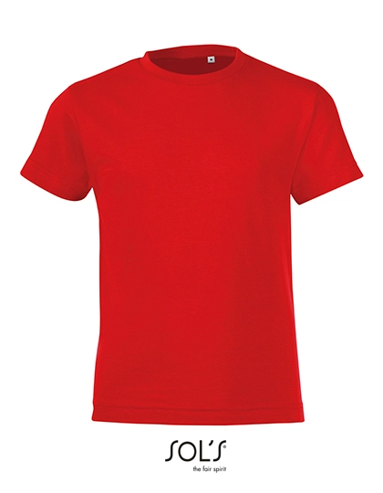 Kids´ Round Collar T-Shirt Regent Fit zum Besticken und Bedrucken in der Farbe Red mit Ihren Logo, Schriftzug oder Motiv.
