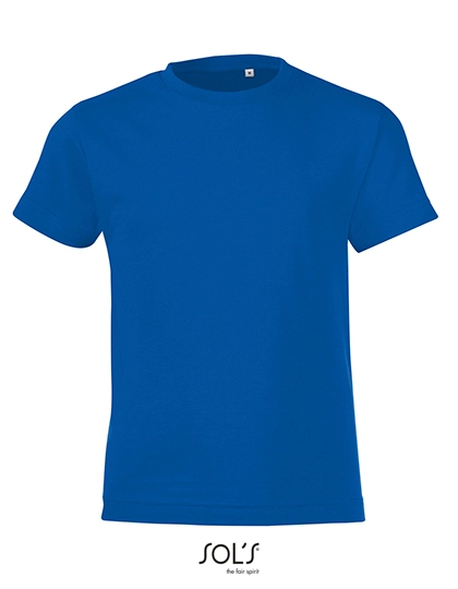 Kids´ Round Collar T-Shirt Regent Fit zum Besticken und Bedrucken in der Farbe Royal Blue mit Ihren Logo, Schriftzug oder Motiv.
