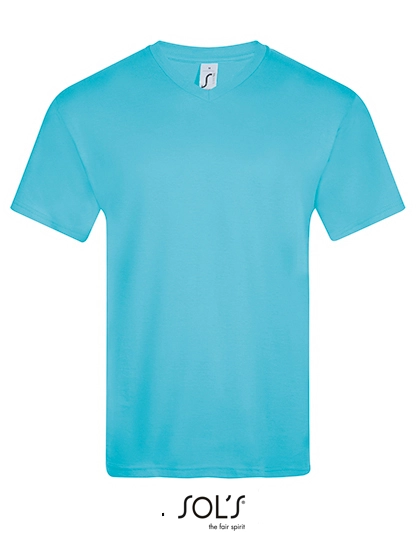 V-Neck T-Shirt Victory zum Besticken und Bedrucken in der Farbe Atoll Blue mit Ihren Logo, Schriftzug oder Motiv.