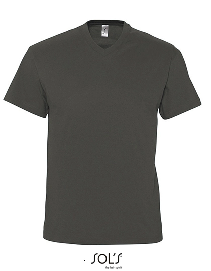V-Neck T-Shirt Victory zum Besticken und Bedrucken in der Farbe Dark Grey (Solid) mit Ihren Logo, Schriftzug oder Motiv.