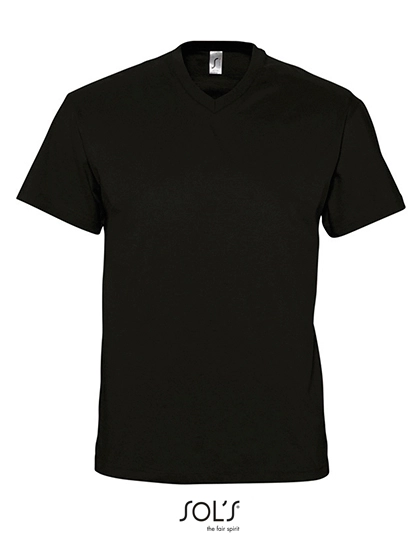 V-Neck T-Shirt Victory zum Besticken und Bedrucken in der Farbe Deep Black mit Ihren Logo, Schriftzug oder Motiv.