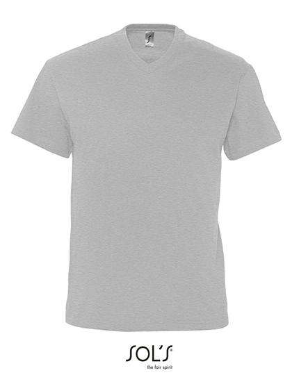 V-Neck T-Shirt Victory zum Besticken und Bedrucken in der Farbe Grey Melange mit Ihren Logo, Schriftzug oder Motiv.