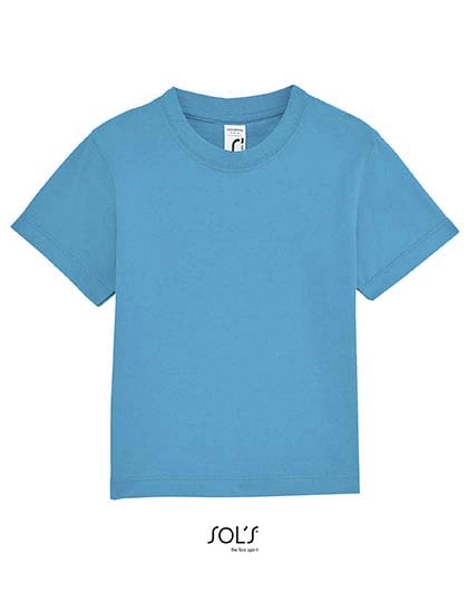 Baby T-Shirt Mosquito zum Besticken und Bedrucken in der Farbe Aqua mit Ihren Logo, Schriftzug oder Motiv.