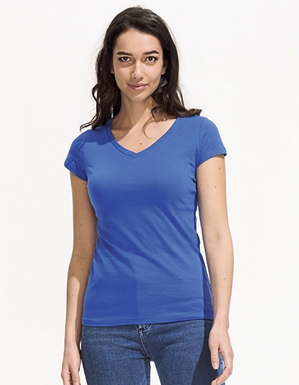 Women´s V-Neck-T-Shirt Moon zum Besticken und Bedrucken mit Ihren Logo, Schriftzug oder Motiv.
