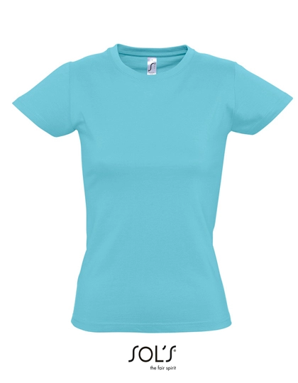 Women´s Imperial T-Shirt zum Besticken und Bedrucken in der Farbe Atoll Blue mit Ihren Logo, Schriftzug oder Motiv.