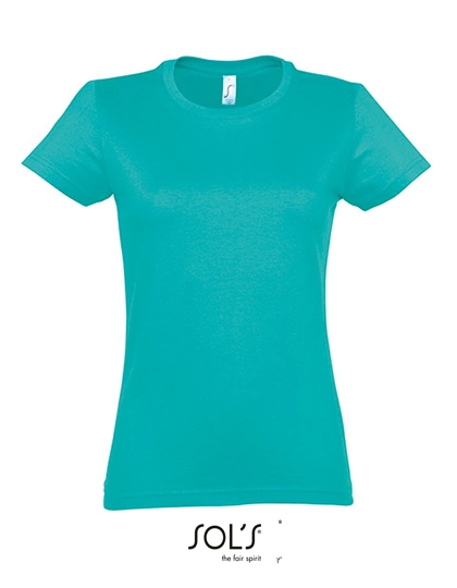 Women´s Imperial T-Shirt zum Besticken und Bedrucken in der Farbe Caribbean Blue mit Ihren Logo, Schriftzug oder Motiv.