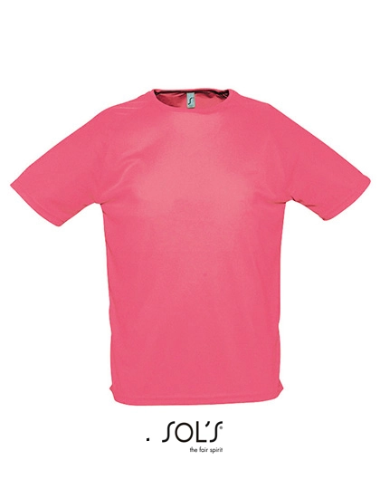 Men´s Raglan Sleeves T Sporty zum Besticken und Bedrucken in der Farbe Neon Coral mit Ihren Logo, Schriftzug oder Motiv.