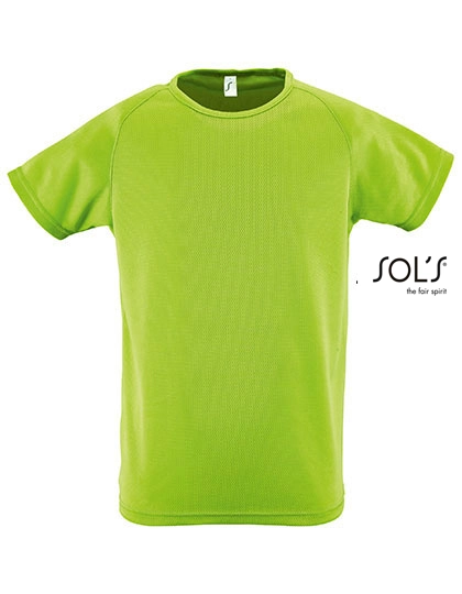 Kids´ Raglan Sleeved T-Shirt Sporty zum Besticken und Bedrucken in der Farbe Apple Green mit Ihren Logo, Schriftzug oder Motiv.