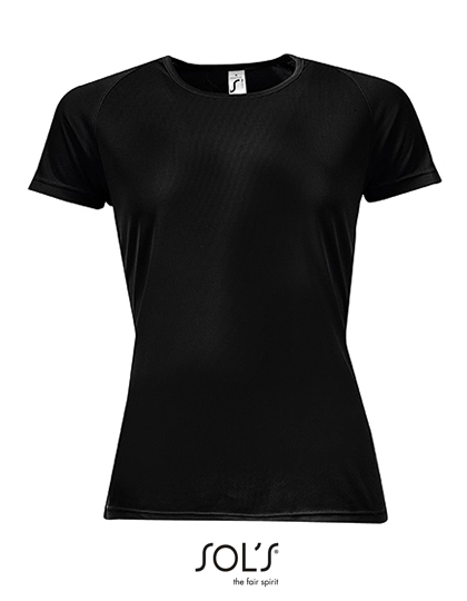 Women´s Raglan Sleeves T Sporty zum Besticken und Bedrucken in der Farbe Black mit Ihren Logo, Schriftzug oder Motiv.