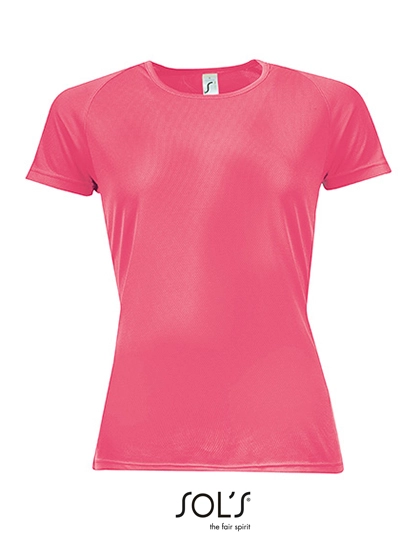 Women´s Raglan Sleeves T Sporty zum Besticken und Bedrucken in der Farbe Neon Coral mit Ihren Logo, Schriftzug oder Motiv.
