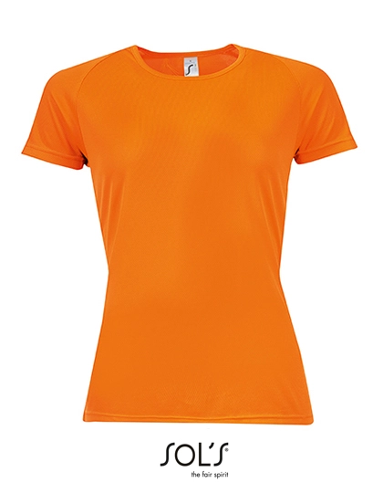 Women´s Raglan Sleeves T Sporty zum Besticken und Bedrucken in der Farbe Neon Orange mit Ihren Logo, Schriftzug oder Motiv.