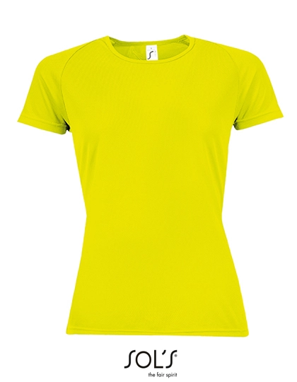 Women´s Raglan Sleeves T Sporty zum Besticken und Bedrucken in der Farbe Neon Yellow mit Ihren Logo, Schriftzug oder Motiv.