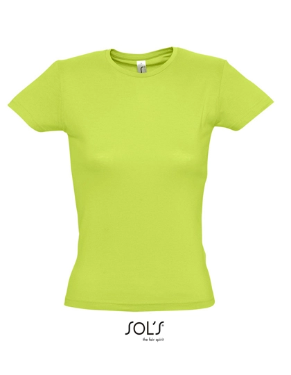 Women´s T-Shirt Miss zum Besticken und Bedrucken in der Farbe Apple Green mit Ihren Logo, Schriftzug oder Motiv.