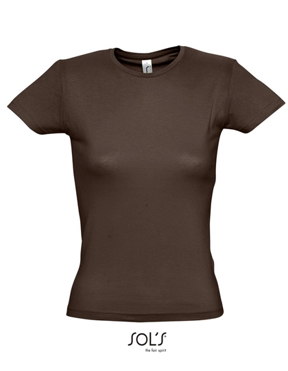 Women´s T-Shirt Miss zum Besticken und Bedrucken in der Farbe Chocolate mit Ihren Logo, Schriftzug oder Motiv.