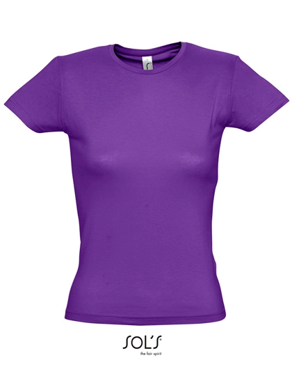 Women´s T-Shirt Miss zum Besticken und Bedrucken in der Farbe Dark Purple mit Ihren Logo, Schriftzug oder Motiv.