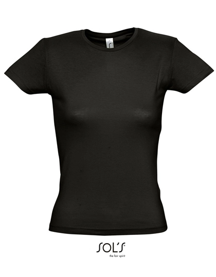 Women´s T-Shirt Miss zum Besticken und Bedrucken in der Farbe Deep Black mit Ihren Logo, Schriftzug oder Motiv.