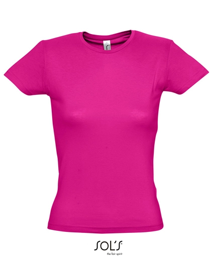 Women´s T-Shirt Miss zum Besticken und Bedrucken in der Farbe Fuchsia mit Ihren Logo, Schriftzug oder Motiv.
