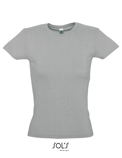 Women´s T-Shirt Miss zum Besticken und Bedrucken in der Farbe Grey Melange mit Ihren Logo, Schriftzug oder Motiv.