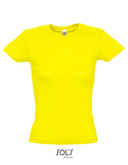 Women´s T-Shirt Miss zum Besticken und Bedrucken in der Farbe Lemon mit Ihren Logo, Schriftzug oder Motiv.