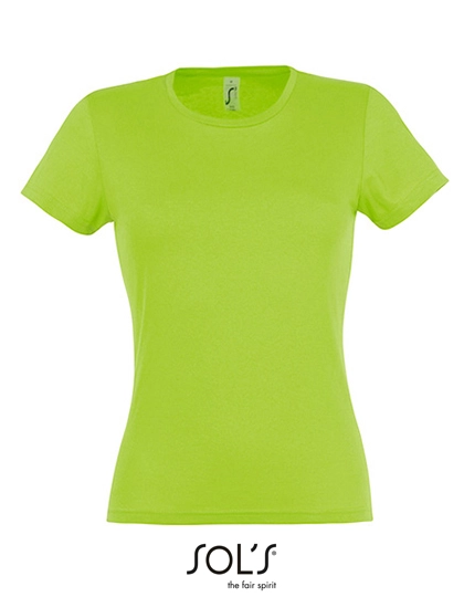 Women´s T-Shirt Miss zum Besticken und Bedrucken in der Farbe Lime mit Ihren Logo, Schriftzug oder Motiv.
