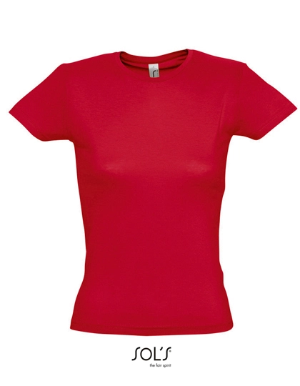 Women´s T-Shirt Miss zum Besticken und Bedrucken in der Farbe Red mit Ihren Logo, Schriftzug oder Motiv.