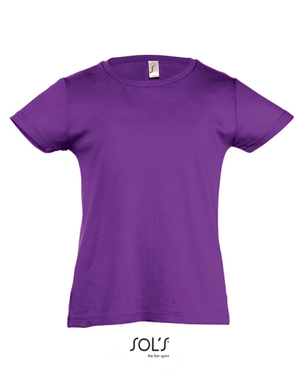 Kids´ T-Shirt Girlie Cherry zum Besticken und Bedrucken in der Farbe Dark Purple mit Ihren Logo, Schriftzug oder Motiv.