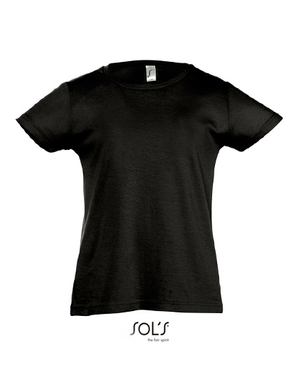 Kids´ T-Shirt Girlie Cherry zum Besticken und Bedrucken in der Farbe Deep Black mit Ihren Logo, Schriftzug oder Motiv.