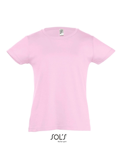 Kids´ T-Shirt Girlie Cherry zum Besticken und Bedrucken in der Farbe Medium Pink mit Ihren Logo, Schriftzug oder Motiv.
