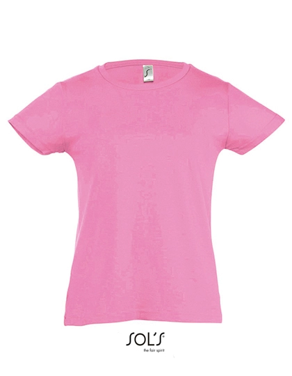 Kids´ T-Shirt Girlie Cherry zum Besticken und Bedrucken in der Farbe Orchid Pink mit Ihren Logo, Schriftzug oder Motiv.